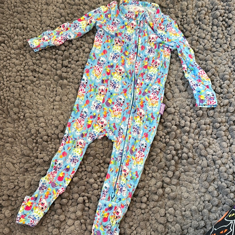 Posh peanut Lisa Frank spotty and dotty 6-9 months convertible footie pajamas